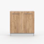 Mobile base per lavello cucina "Parnassus" 10 | Bianco/marrone | 2 ante battenti | 81,5 x 80 x 46 cm | Maniglie metallo
