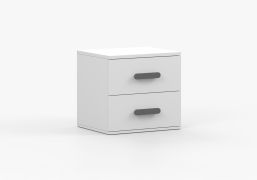Comodino "Smolikas" 147 | Bianco moderno | 2 cassetti | Maniglie grigio legno | 50 x 55 x 40 cm