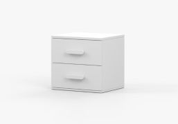 Comodino Smolikas 148 bianco | 2 cassetti spaziosi | Maniglie legno bianco | 50 x 55 x 44 cm
