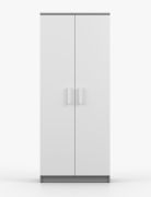 Armadio battente Smolikas 65 | Bianco e grigio | 2 ante, 5 scomparti, barra appendiabiti | 192 x 80 x 50 cm