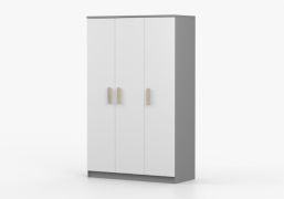 Armadio guardaroba 3 ante "Smolikas" 114 | Bianco/rovere | 9 scomparti | 1 barra appendiabiti | 192 x 120 x 50 cm