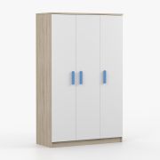 Armadio 3 ante battenti Smolikas 102 | Rovere Sonoma/Bianco | 9 scomparti, barra appendiabiti | 192 x 120 x 50 cm