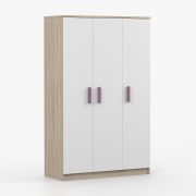 Armadio 3 ante "Smolikas" 105 | Rovere Sonoma e bianco | 9 scomparti, barra appendiabiti | 192 x 120 x 50 cm
