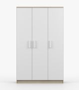 Armadio 3 ante battenti "Smolikas" 108 | Rovere Sonoma/bianco | 9 scomparti | 1 barra appendiabiti | 192 x 120 x 50 cm