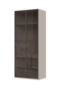 Armadio battente "Neiafu" 86 | 2 ante in vetro | Illuminazione interna | Cashmere | 224 x 92 x 56 cm