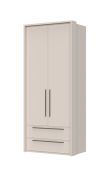 Armadio con struttura Neiafu 31, due cassetti, colore: cashmere, sistema Soft-Close, un'asta appendiabiti, tre ripiani, dimensioni: 226 x 97 x 60 cm