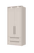 Comò a due cassetti Neiafu 59, colore: cashmere, due ante, funzione Soft-Close, dimensioni: 226 x 97 x 60 cm, piedini regolabili, per camera da letto