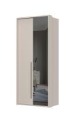 Armadio a due ante con un'anta a specchio Neiafu 30, funzione Soft-Close, colore: cashmere, un'asta appendiabiti, un ripiano, dimensioni: 226 x 97 x 60 cm