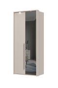 Armadio con anta a specchio e cornice Neiafu 58, colore: cashmere, dimensioni: 226 x 97 x 60 cm, un'asta appendiabiti, tre ripiani, piedini regolabili
