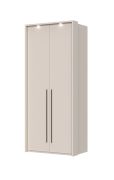 Armadio a due ante Neiafu 57, funzione Soft-Close, colore: cashmere, dimensioni: 226 x 97 x 60 cm, un'asta appendiabiti, tre ripiani