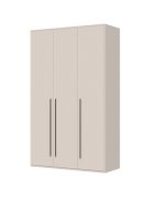 Armadio a tre ante con due aste appendiabiti Neiafu 04, colore: cashmere, funzione Soft-Close, piedini regolabili, dimensioni: 224 x 137 x 56 cm