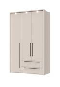 Armadio ante battenti Neiafu 63 | Cashmere | 226 x 142 x 60 cm | 2 ante, 2 cassetti, LED, Soft-Close