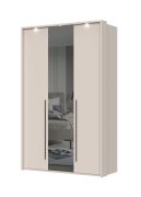 Armadio battente Neiafu 61 | 224 x 137 x 56 cm | 6 ripiani | 1 anta specchio | LED | Soft-Close