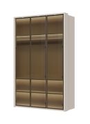 Armadio con ante in vetro, con cornice a LED Neiafu 62, colore: cashmere, dimensioni: 224 x 137 x 56 cm, dimensioni: 224 x 137 x 56 cm, funzione Soft-Close, due aste appendiabiti