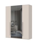 Armadio a quattro ante con due ante a specchio Neiafu 09, colore: cashmere, dimensioni: 224 x 182 x 56 cm, funzione Soft-Close, due aste appendiabiti