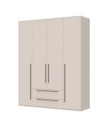 Armadio battente Neiafu 12 | 4 ante, 2 cassetti, 3 barre | Cashmere | 224 x 182 x 56 cm | Soft-Close