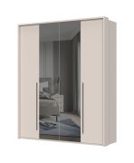 Armadio battente Neiafu 37 | 4 ante di cui 2 a specchio | Cashmere | 224 x 182 x 56 cm | Soft-Close
