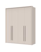 Armadio battente Neiafu 36 | 4 ante Soft-Close | 6 ripiani | Cashmere | 226x187x60 cm | Piedini regolabili
