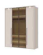Armadio battente Neiafu 66 cashmere | 2 ante vetro | LED integrato | 224 x 182 x 56 cm | 2 barre appendiabiti