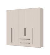 Armadio battente Neiafu 17 color cashmere | 224 x 227 x 56 cm | 5 ante, 2 cassetti, 3 barre appendiabiti | Sistema Soft-Close