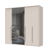 Armadio con ante battenti Neiafu 42 | 224 x 227 x 56 cm | Color cashmere | 2 ante a specchio | 9 ripiani | 3 barre appendiabiti | Piedini regolabili