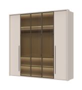 Armadio con ante battenti Neiafu 43 | Vetro fumé | Illuminazione interna | Soft-Close | 224 x 227 x 56 cm | Cashmere