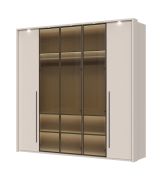 Armadio Neiafu 71 | Cashmere | 3 ante in vetro | Illuminazione LED integrata | Sistema Soft-Close | 224 x 227 x 56 cm