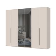 Armadio battente con ante a specchio Neiafu 19 | Cashmere | 224 x 272 x 56 cm | Soft-Close | 3 barre appendiabiti