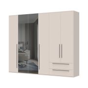 Armadio con ante a specchio Neiafu 23 | Cashmere | 224 x 272 x 56 cm | 2 cassetti | Sistema Soft-Close