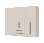 Armadio battente Neiafu 22 | 6 ante, 2 cassetti, piedini regolabili | 224 x 272 x 56 cm | Colore cashmere