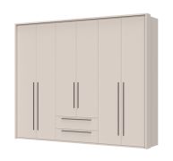 Armadio guardaroba Neiafu 50, cashmere | 226 x 277 x 60 cm | 2 cassetti | 3 barre appendiabiti | Soft-Close