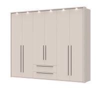 Armadio battente Neiafu 78 | 226 x 277 x 60 cm | LED integrato | 6 ante, 2 cassetti | Soft-Close