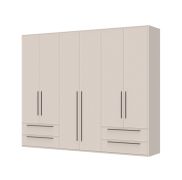 Armadio battente Neiafu 24 cashmere | 224x272x56 cm | 4 cassetti | 3 barre appendiabiti | Sistema Soft-Close