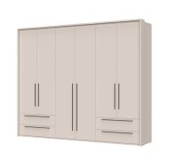 Armadio ad ante battenti "Neiafu" 52, color cashmere, 6 ante, 5 ripiani, 4 cassetti, 226 x 277 x 60 cm