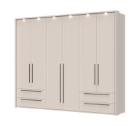Armadio con cornice Neiafu 80 | 226 x 277 x 60 cm | LED integrato | 6 ante, 4 cassetti, 3 barre appendiabiti, 5 ripiani