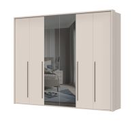 Armadio ad ante battenti "Neiafu" 47, 2 ante a specchio, 9 ripiani, 3 barre appendiabiti, Sistema "Soft-Close", 224 x 272 x 56 cm