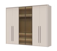 Armadio Neiafu 48 | Cashmere | 2 ante in vetro | 3 barre appendiabiti | Illuminazione interna | 224 x 272 x 56 cm