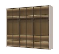 Armadio Neiafu 49 | Cashmere | 3 barre appendiabiti | Ante in vetro | Illuminazione interna | Soft-Close | 224 x 272 x 56 cm