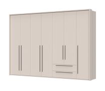 Armadio con cornice Neiafu 54 | 7 ante, 2 cassetti, 4 barre appendiabiti, Soft-Close | 226 x 322 x 60 cm | Color cashmere