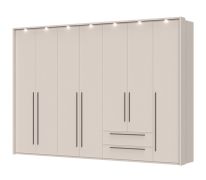 Armadio ante battenti Neiafu 82 | 7 ante, 2 cassetti, 4 barre appendiabiti | Cashmere | 226 x 322 x 60 cm | Soft-Close