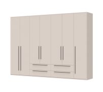 Armadio ad ante battenti "Neiafu" 27, color cashmere, 7 ante, 4 cassetti, 4 barre appendiabiti, 224 x 317 x 56 cm