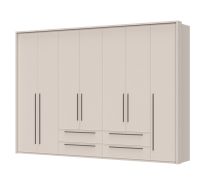 Armadio Neiafu 55 con ante battenti e cornice | Cashmere | 226 x 322 x 60 cm | 4 cassetti, 8 ripiani, 4 barre appendiabiti