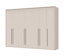 Armadio ad ante battenti "Neiafu" 53, color cashmere, 7 ante, 4 barre appendiabiti, Sistema "Soft-Close", 226 x 322 x 60 cm