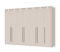 Armadio battente Neiafu 81 | Cashmere | 226 x 322 x 60 cm | LED integrati | Soft-Close | 4 appendiabiti | 12 ripiani
