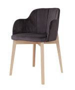 Sedia Doustre 06 | Faggio massiccio | Grigio | Seduta e schienale imbottiti | 80 x 50 x 45 cm