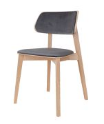 Sedia "Doustre" 07 | Faggio massiccio | Grigio | Schienale e seduta imbottiti | 80 x 46 x 43 cm