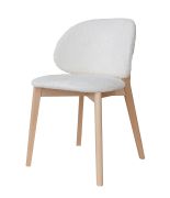 Sedia Doustre 05 | Faggio massiccio bianco | Imbottitura in ciniglia | 79 x 51 x 46 cm