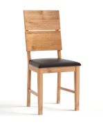 Sedia da pranzo "Vologne" 02 | Rovere massiccio oliato | Seduta imbottita nera | 95 x 41,5 x 41,5 cm