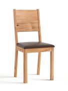 Sedia "Nievre" 03 in rovere massiccio oliato | Seduta imbottita marrone | 90 x 41 x 41 cm