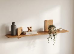 Mensola "Autise" 03, rovere massello, oliato, finitura naturale, 140 x 25 x 32 cm